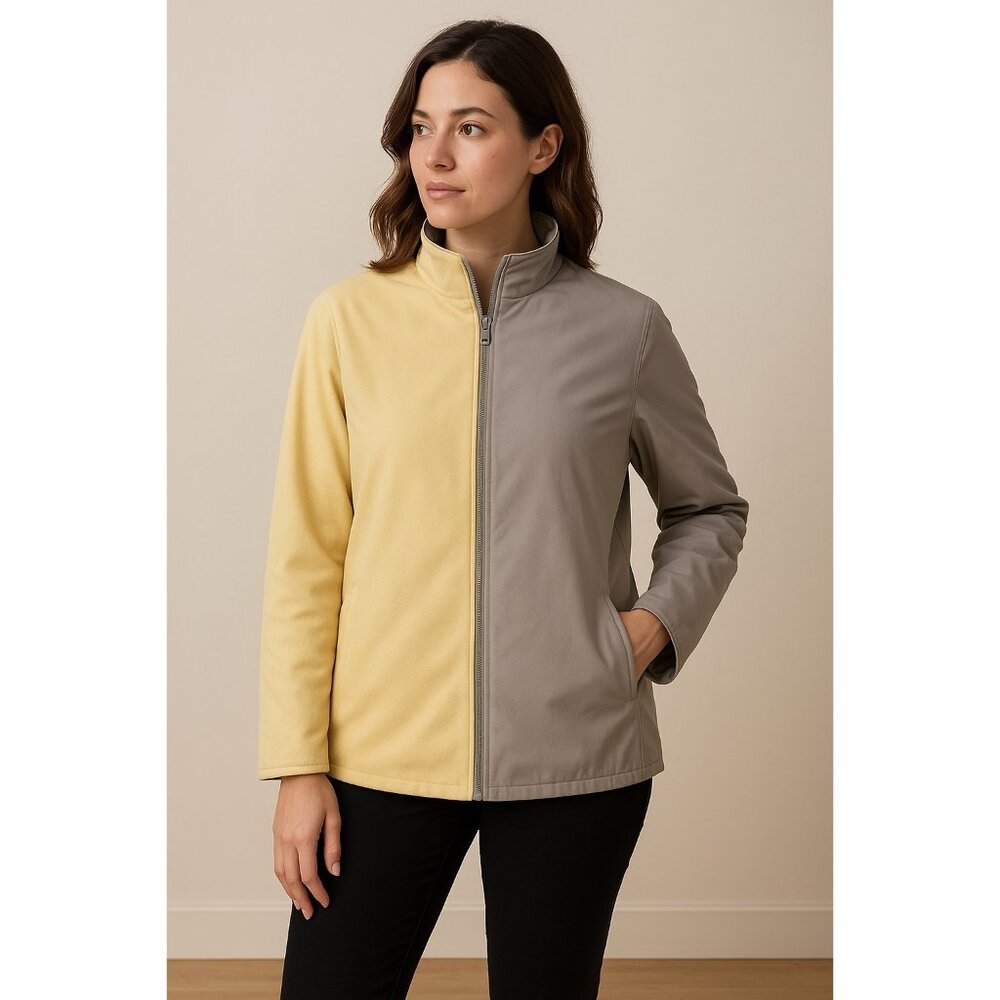 Mycra Pac Life Reversible Jacket Women’s M/L – Light Yellow & Taupe Zip Front Tr